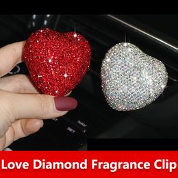 New Car styling Bling Diamond Car Air Freshener Crystal Heart Shape Car Perfume Outlet Air Vent Fragrance Clip Car Ornaments Girls wholesale