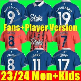 2023 2024 Everton Soccer Jerseys James Richarlison Keane Davies Digne Uniforms Adult Kids Kits Set Socks Full Sets S-2XL 23 24 Football Jersey