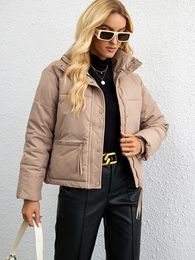 Women's Down Parkas Coat Women Thick Warm Short Winter Lady Casual Zipper Cotton Padded Jacket Female Fashion Stand Collar Puffer 230920