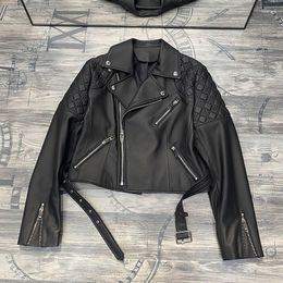 Women's Leather Julypalette Fall Winter Genuine Jackets Women Short Coats Fashion Claasic Real Sheepskin Cool Motorcycle