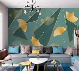 Wallpapers Papel De Parede Modern Minimalist Metal Ginkgo Geometrys3d Wallpaper Mural Living Room Tv Wall Bedroom Papers Home Decor