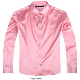 2017 Pink Luxury the groom shirt male long sleeve wedding shirt men's party Artificial silk dress M-3XL 21 colors FZS27303E