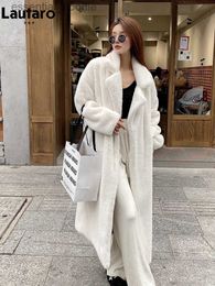 Women's Fur Faux Fur Lautaro Autumn Winter Long Loose Casual White Black Soft Thick Warm Faux Mink Fur Coat Women Luxury Fluffy Furry Overcoat 2023 L230920