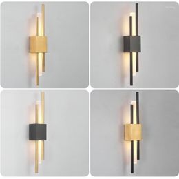 Wall Lamp Nordic Bedside Led Living Room Background Bedroom Modern Study Aisle Three-color Light