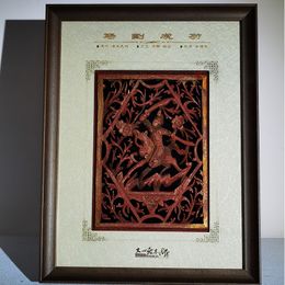 win instant success Solid wood frame, wood carving, living room, porch, vertical plate, three-dimensional relief decoration, wall hanging painting