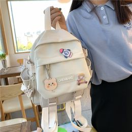 School Bags Backpack Women's Korean Leisure Solid Color Nylon Waterproof Fashion Book Bag For Girls Kawaii Backpacks