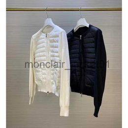 Women's Down Parkas New wool splicing knitting lightweight Down jacket women's short round neck white duck down sweater coat J230920