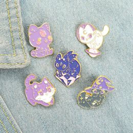 Animal Wizard Cat Alloy Collar Brooches Cartoon Cute Kiity Planet Badge Jewellery Accessories Enamel Moon Clothing Hat Girls Pins Wh3060