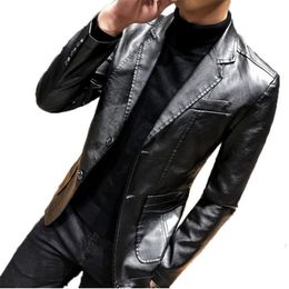 Men's Leather Faux Mens Jacket and Coats 2023 Spring Autumn Men Business Casual Classic Pu Suit Collar Slim Fit 230919
