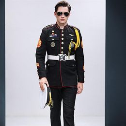 Spring Autumn Navy captain Seaman Costume Quality Seafarer Uniform luxury cruise ship Security Guards Suits Hat Jacket Pants Acces222L