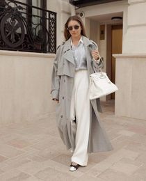 Women's Trench Coats T0tem Winter Autumn 2023 Women Long Wool Blend Jacket Solid Color Sleeve Pocket High Quality Brand Designer Fashion