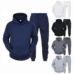 Men's Tracksuits Sets Hoodies Pants Casual Tracksuit Sportswear Solid Pullovers Autumn Winter Fleece Suit Oversized Sweatershirts Outfits