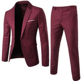 Men's Suits Men Blazer Pants Temperament Suit Handsome Wedding Wearing Button Jacket Formal Business