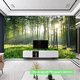 Wallpapers Green Forest Sunshine Wallpaper Custom Large Size Living Room Bedroom Corridor Background Wall Mural Home Shop Store Decoration