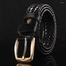 Belts Mens Genuine Leather Braided Straps For Women Luxury Vintage Female Belt Cowhide Woven Male Pants Christmas Gift