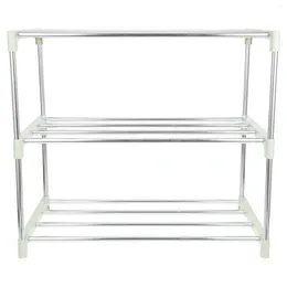 Gift Wrap Shoe Rack Stainless Steel Shelf Storage Entryway Shoes Multi-layer Stand Detachable Three-layer Holder Shelves