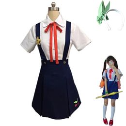 Catsuit Costumes Bakemonogatari Monstory Series Hachikuji Mayoi 894 Anime Cosplay Costume Blue Strap Skirt Woman Kawaii Sexy Halloween Party Suit