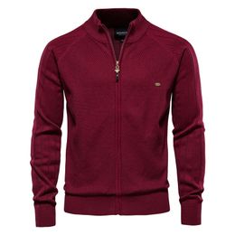 QNPQYX Men Cardigan Knitted Coat Autumn Thick Warm Casual Knitwear Spring Men's Sweater Coat Solid Colour Zipper Sweaters Jackets