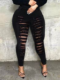 Women s Jeans LW Mid Waist High Stretchy Ripped Solid Skinny Summer Elastic Trousers Sexy Denim Pencil Pants 230920