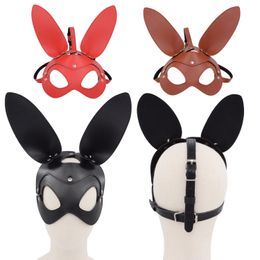 Costume Accessories Sexy Male Cosplay Anime Head Cover Halloween Masks Punk Fetish Steampunk Masquerade Carnival Party Rabbit PU Men Role Play Mask