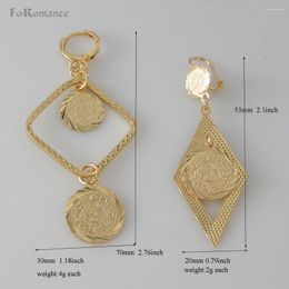 Dangle Earrings TWO STYLES MUSLIM ISLAMIC MONEY SIGN YELLOW GOLD PLATED CIRCLE ON DIAMOMD 2.8" 2.1" EARRING