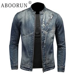 Men s Jackets ABOORUN Punk Denim Men Motorcycle Biker Zipper Coats Slim fit Coat for Male 230920
