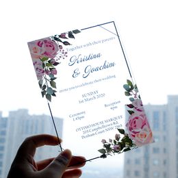 Greeting Cards 10pcs Transparent Personalised Printed Customised PVC Wedding Invitation Card 230919