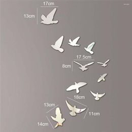 Wall Stickers Bird Pattern Mirror Self Adhesive DIY Decoration For Living Room Bedroom Removable Wallpaper Art Mural Decal Home Decor