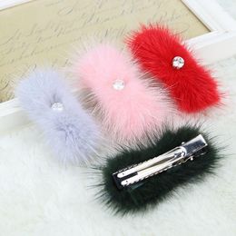 Dog Apparel Korean Version Of High-grade Diamond Mink Hair Duck Clip Pet Hairpin Accessories Wholesale 10pcs