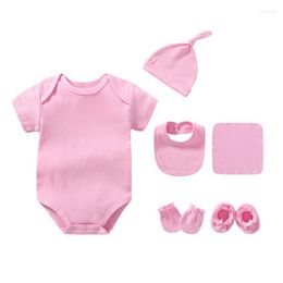 Conjuntos de roupas 5 pc/set nascido roupas de bebê conjunto macacão chapéu pequena toalha babadores meninas meninos 0-24 meses