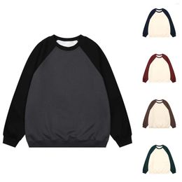 Men's Hoodies Fall Long Sleeve Hoodless Shirt Colorblocked Sweatshirt Top Outdoor