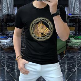 New Luxury 2023 Designer tshirt shirts for Men Boy Girl Tee Shirts Letter Diamond Printing Nightlight Horse Oversize Breathabl226p
