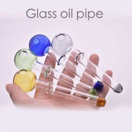 Wholesale Newest 12cm glass oil burner pipe Straight Colourful Thick heady smoking tube nail for water dab rig bong pipes 30mm ball