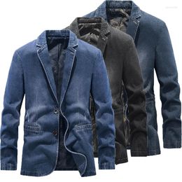 Men's Jackets Mens Denim Blazer Male Suit Oversized Fashion Cotton Vintage Jacket 4XL Blue Coat Men Jeans Blazers Tops