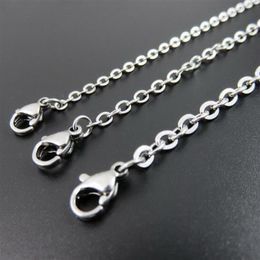 on 100pcs Lot whole stainless steel silver Tone 1 5mm 2mm 2 3mm Strong flat oval chain necklace women Jewellery 18 inch -28319t