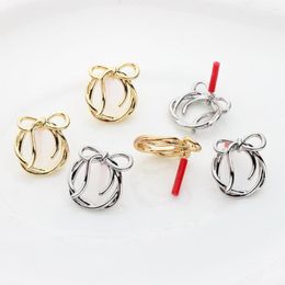 Stud Earrings Zinc Alloy Round Bowknot 6pcs/lot 21mm Korean For Women Bulk Items Wholesale Lots Nickel Free