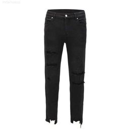 23 New Designer Jeans High Street Luxury Irregular Cut Damaged Slim Fit Elastic Feet Jeans