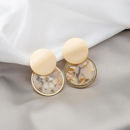 Dangle Earrings Vintage Matte Marble Texture Circle Geometric Acrylic Stud Accessories Wholesale 146