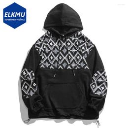 Men's Hoodies 2023 Men Vintage Hoodie Graphic Patchwork Streetwear Sweatshirt Harajuku Oversized Hip Hop Pullover Y2K Black White Loose