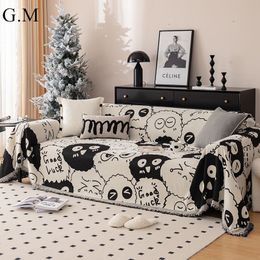 Blankets Black White Cartoon Cute Sofa Cover with Tassels Simple Blankets for Bed Ins Style Sofa Throw Blanket Outdoor Camping Picnic Mat 230920