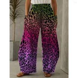 Women's Pants Harajuku Leopard Print With Pockets Women Streetwear Vintage Hip Hop Wide Leg Joggers Baggy Sweatpants