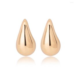 Stud Earrings 2023 Design Gold Colour Drop Water Shape Big Plated Chunky Dome For Women Lightweight Hoops