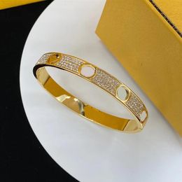 Fashion Gold Full Diamond Bangle Luxury Designer Bracelets Ladies Party Wedding Gift Jewelry306A