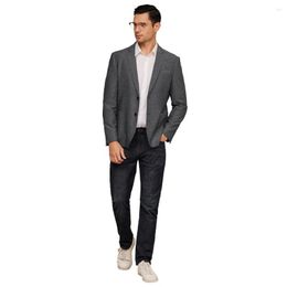 Men's Suits Men Two-Button Blazer Coat Casual Notch Lapel Back Slit High Quality Solid Colour Gentleman Autumn Slim Fit Office Jacket