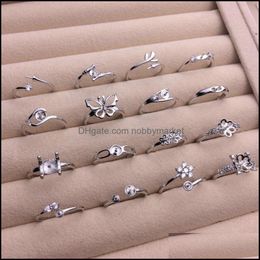 Jewellery Settings Shiny 16 Styles Pearl Ring 925 Sier Rings Diy For Women Suitable 7-9Mm Adjustable Size Fashion Drop Delivery Dhgarden Otumz