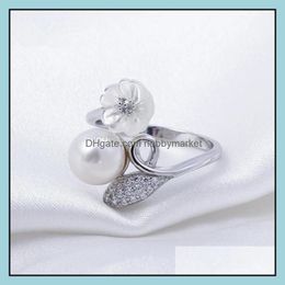 Jewellery Settings Hopearl Ring White Shell Flower 925 Sterling Sier For Diy Pearl Mount 3 Pieces Drop Delivery Dhgarden Otrn4