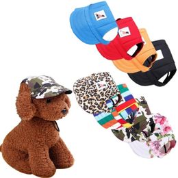 Dog Apparel Pet Hat Lovely Small Cat Baseball Cap Canvas Visor Sun Protective For Summer With Ear Holes Kitte Puppy Supplies 230919