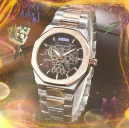 Hollow Skeleton Dial Mens Reloj Watches 42mm Automatic Movement Stainless Steel Rubber Strap Sapphire Calendar Clock Full Function Quarz Chronograph Wristwatch