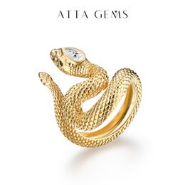 Wedding Rings Attagems D Colour Pear Cut Trendy Ring for Women Soild 925 Sterling Silver Pure 14K Gold Snake Travel Gift 230920