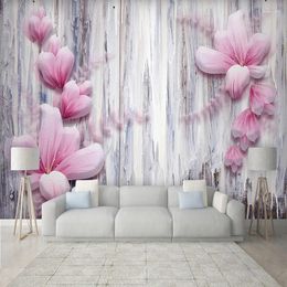 Wallpapers Creative Wall Art Decoration Wallpaper 3D Pink Flower Abstract Line Po Mural Paper Bedroom Living Room TV Backdrop Home Decor